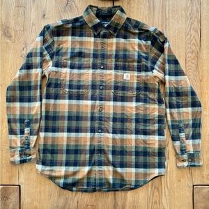 Men’s flannel plaid Carhartt shirt.